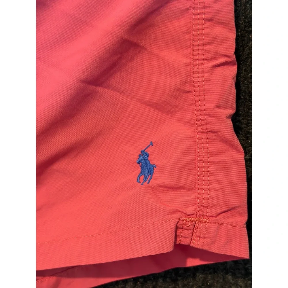 Polo Ralph Lauren Mens Medium Shorts Pink Cargo Swim Trunks Mesh Cut Out